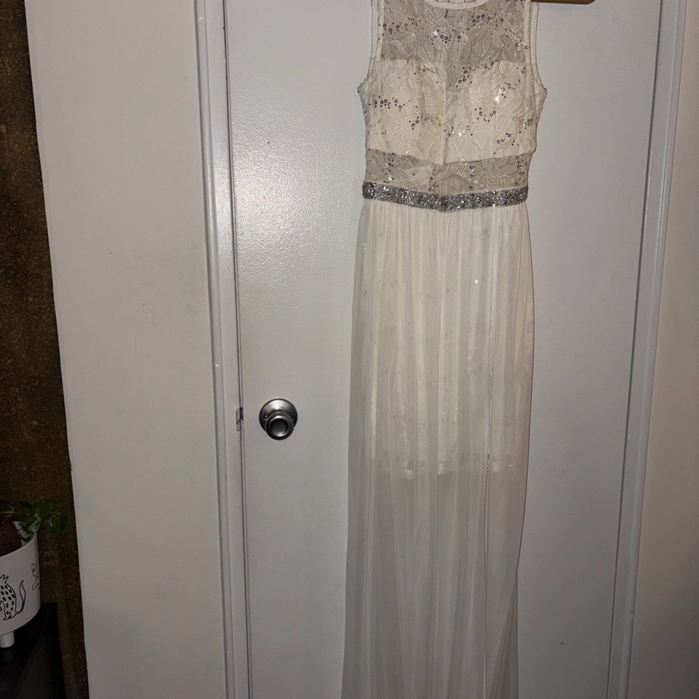 BCX White and Silver Maxi Dress